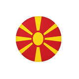 Autocollant rond Drapeau de la Macédoine du Nord en plusieurs tailles - Pixelforma 