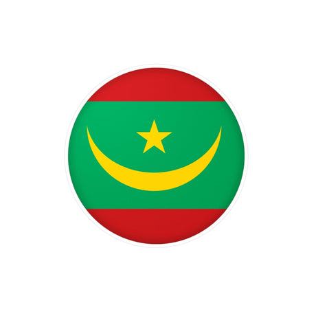Autocollant rond Drapeau de la Mauritanie en plusieurs tailles - Pixelforma 