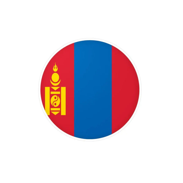 Autocollant rond Drapeau de la Mongolie en plusieurs tailles - Pixelforma 