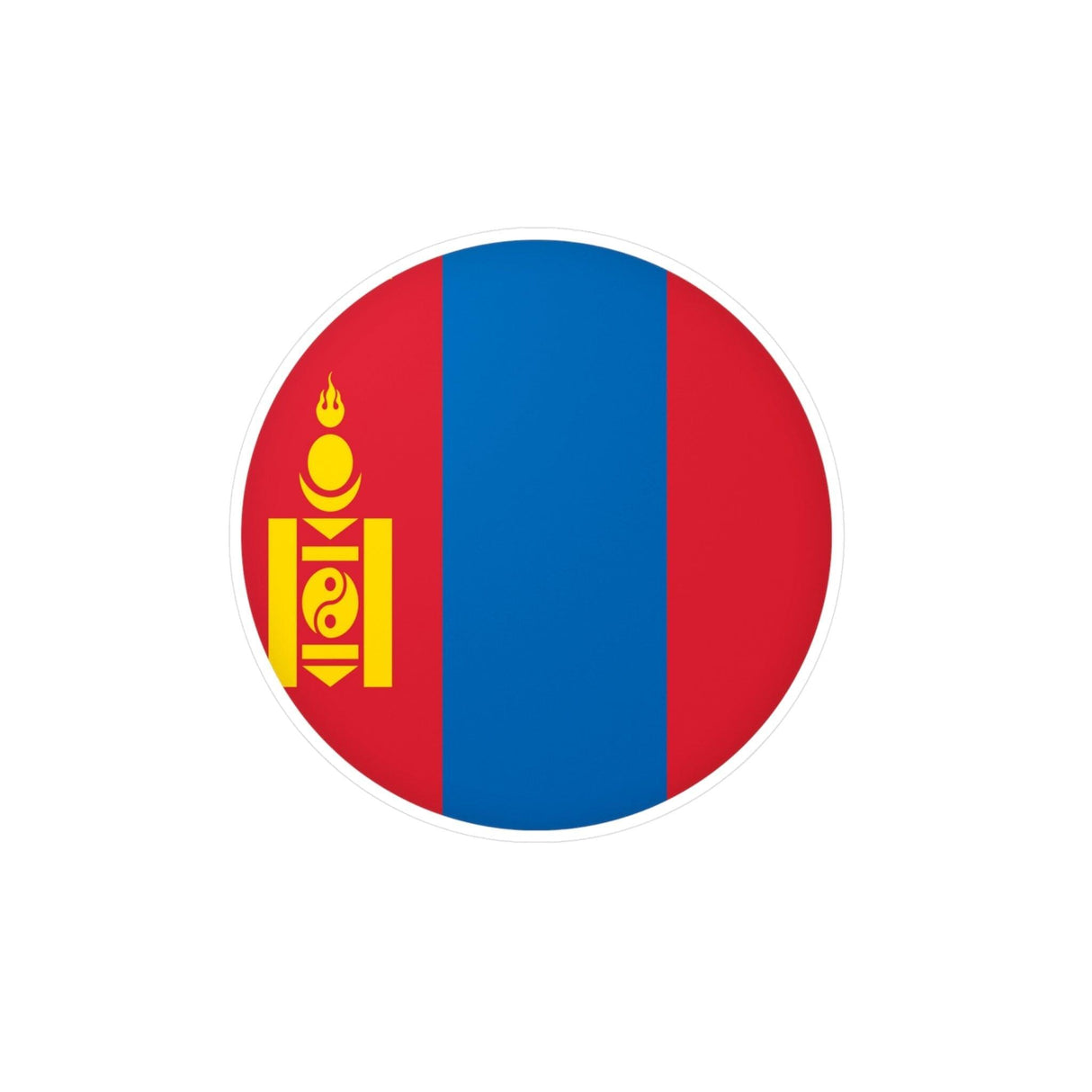 Autocollant rond Drapeau de la Mongolie en plusieurs tailles - Pixelforma 