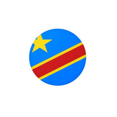 Autocollant rond Drapeau de la république démocratique du Congo en plusieurs tailles - Pixelforma