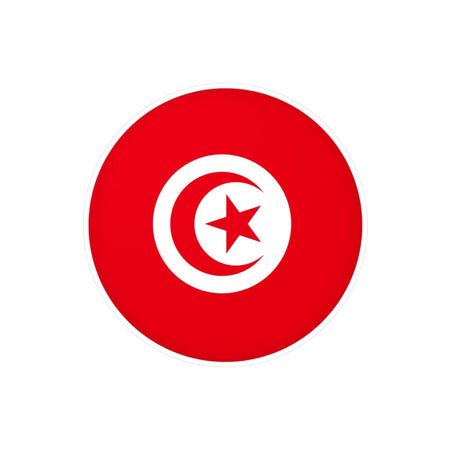 Autocollant rond Drapeau de la Tunisie en plusieurs tailles - Pixelforma 