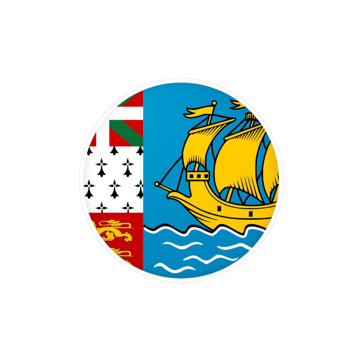 Autocollant rond Drapeau de Saint-Pierre-et-Miquelon en plusieurs tailles - Pixelforma 