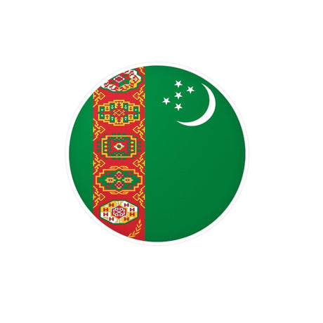 Autocollant rond Drapeau du Turkménistan en plusieurs tailles - Pixelforma 
