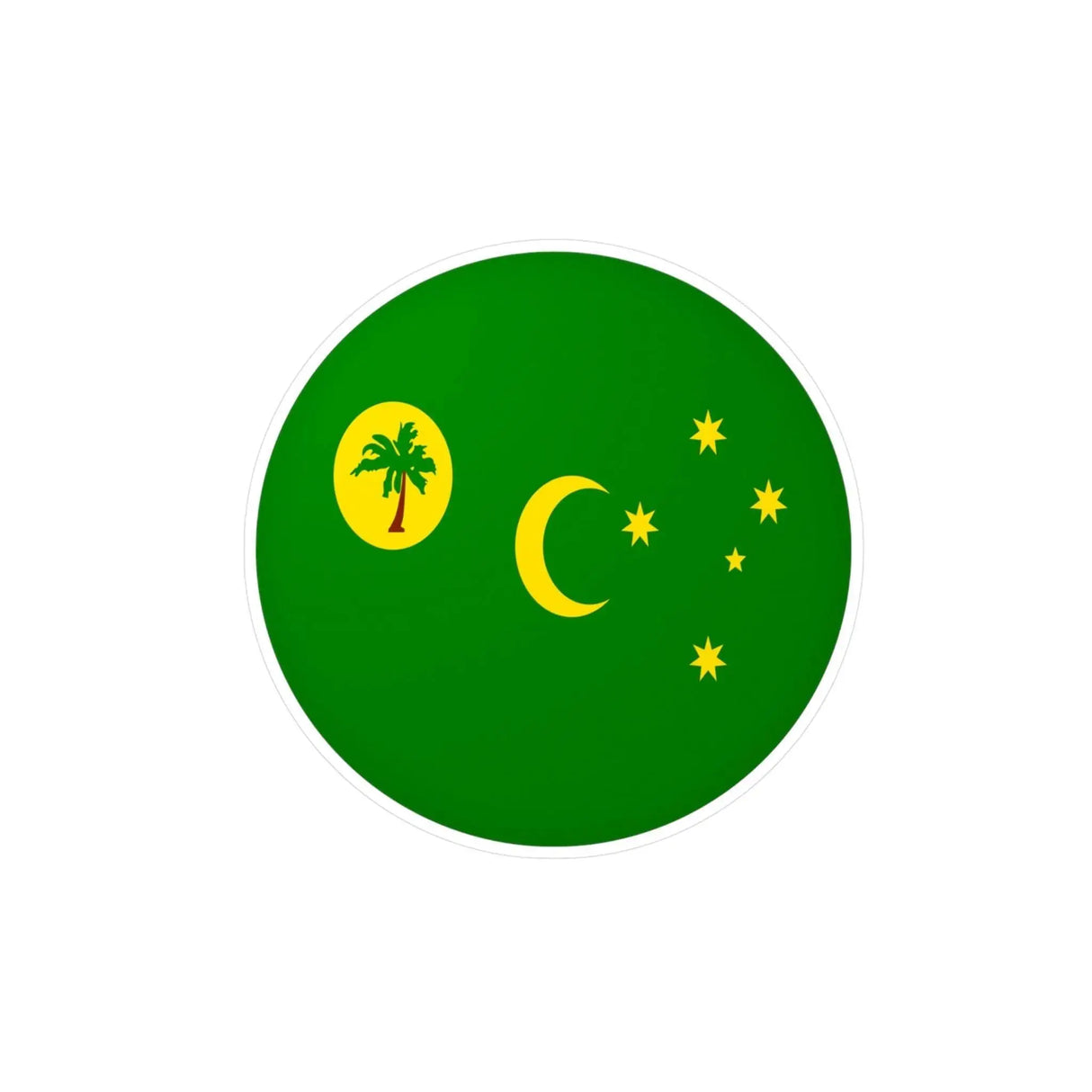 Autocollant rond drapeau îles cocos en pvc résistant