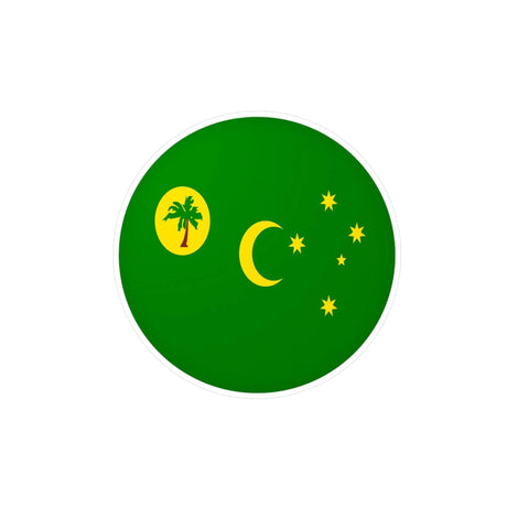 Autocollant rond drapeau îles cocos en pvc résistant