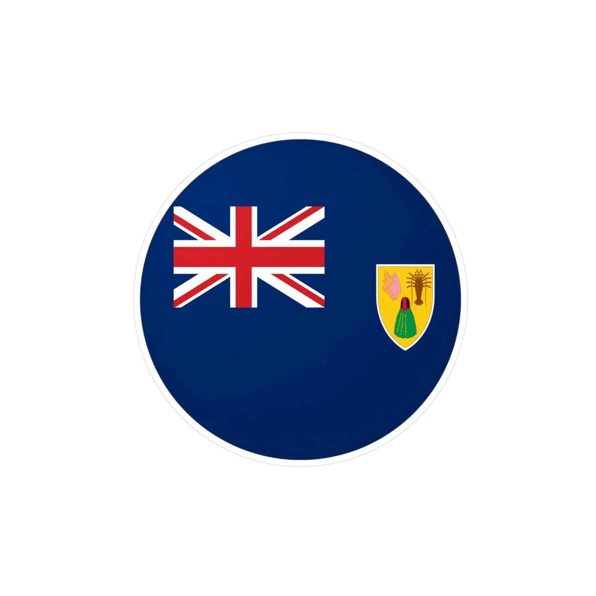 Autocollant rond drapeau îles turques-et-caïques pvc résistant