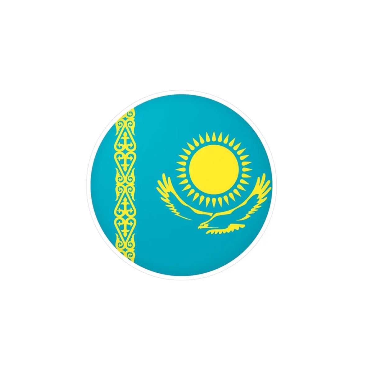 Autocollant rond drapeau kazakhstan en plusieurs tailles - pixelforma