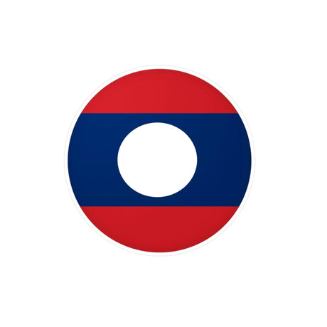 Autocollant rond drapeau laos pvc résistant facile à poser