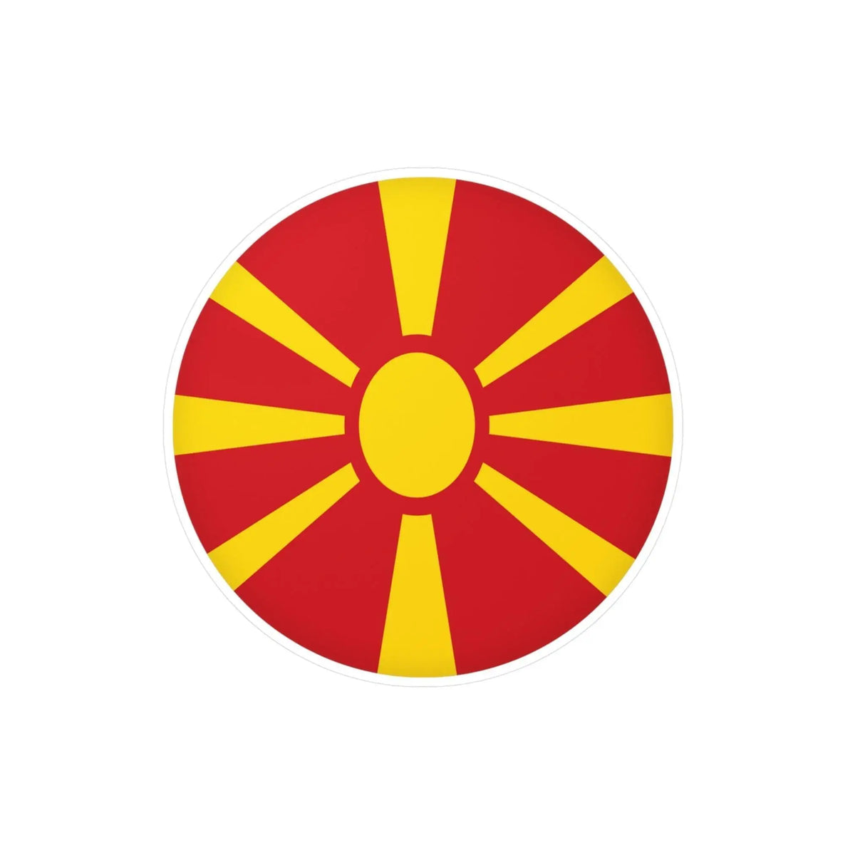 Autocollant rond drapeau macédoine du nord pvc résistant