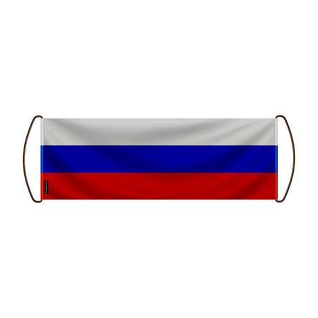 Bannière défilante russie en polyester tenue à la main