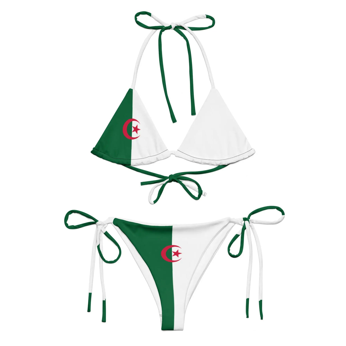 Bikini drapeau algérie cordon recyclé impression all over