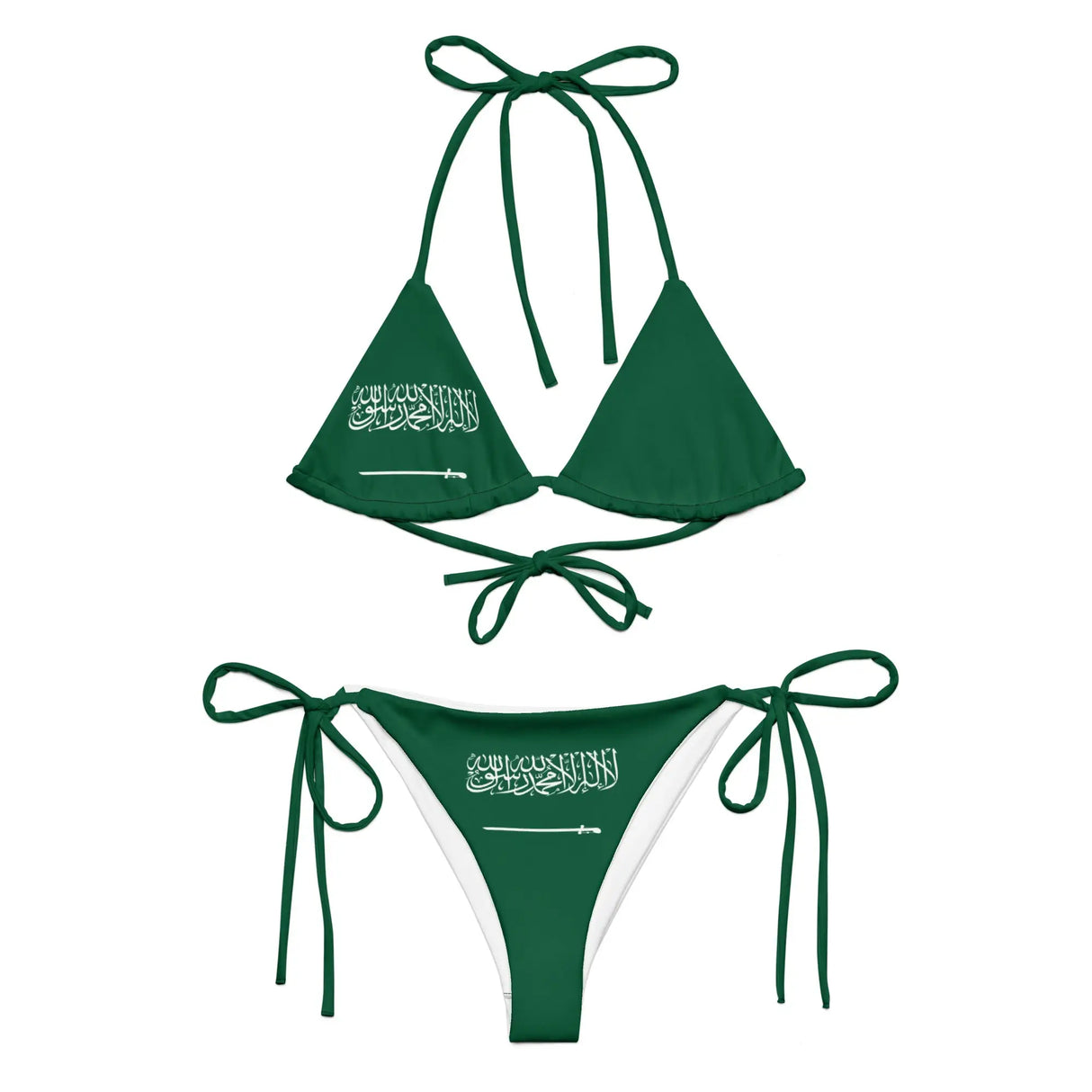 Bikini drapeau arabie saoudite cordon recyclé orné