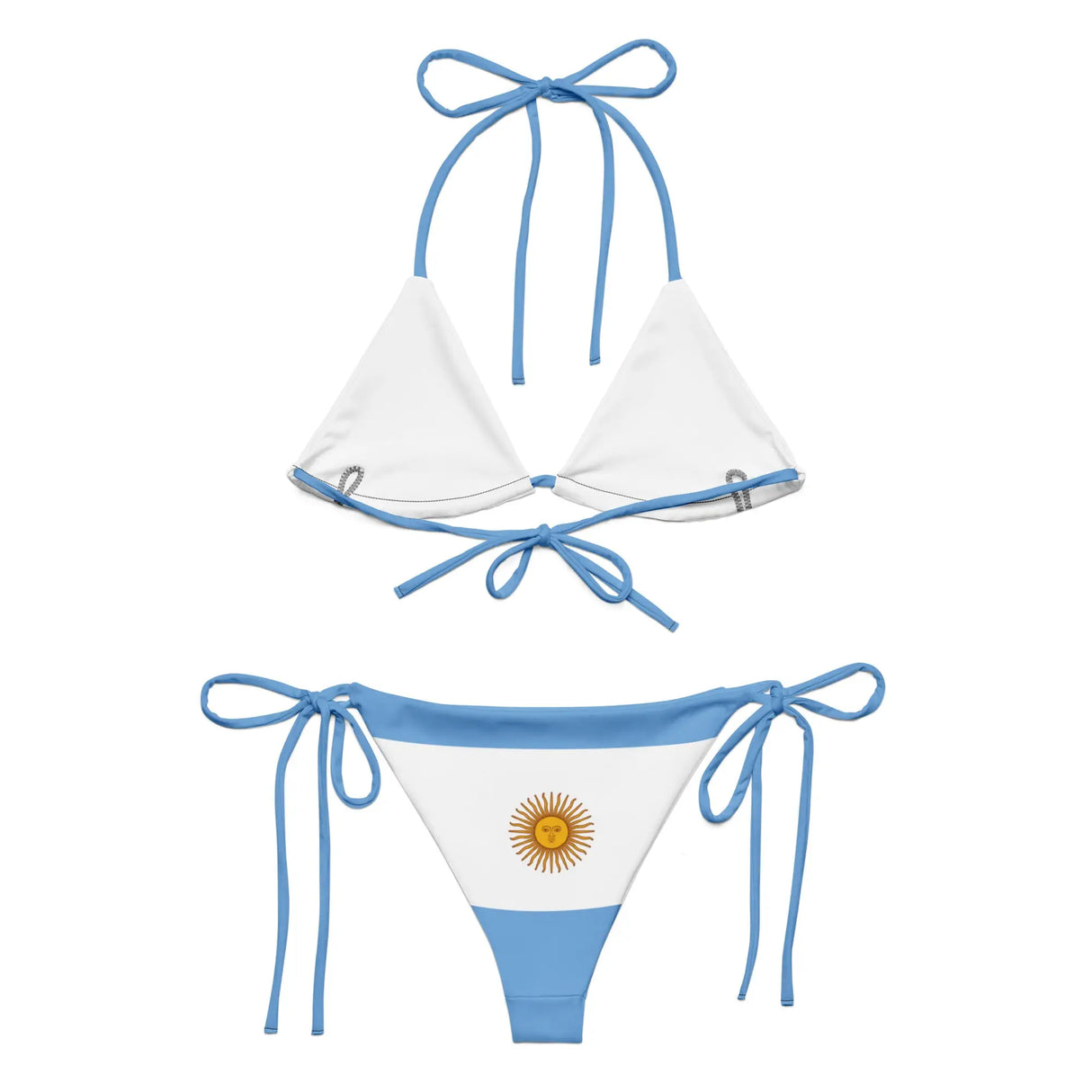 Bikini drapeau argentine avec cordon recyclé orné