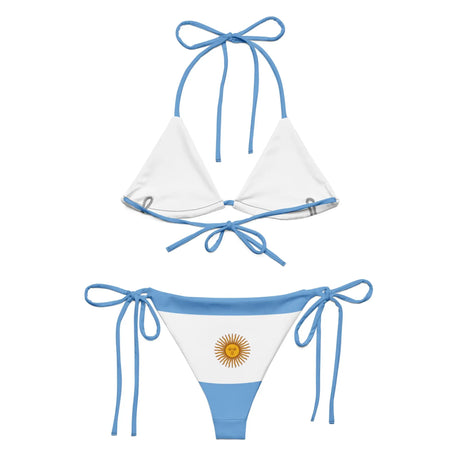 Bikini drapeau argentine avec cordon recyclé orné