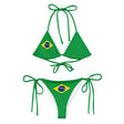 Bikini drapeau brésil à cordon recyclé impression all over