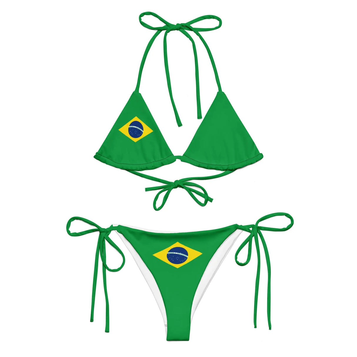Bikini drapeau brésil à cordon recyclé impression all over