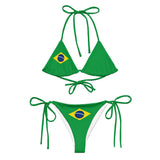 Bikini drapeau brésil à cordon recyclé impression all over