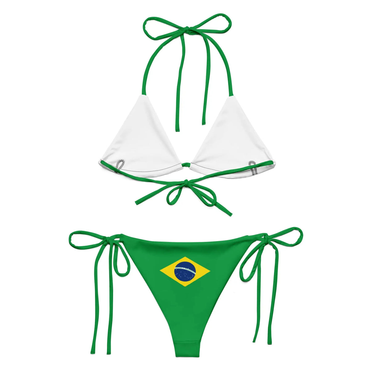 Bikini drapeau brésil à cordon recyclé impression all over