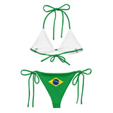 Bikini drapeau brésil à cordon recyclé impression all over