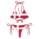 Bikini drapeau danemark à cordon recyclé orné confortable