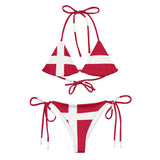Bikini drapeau danemark à cordon recyclé orné confortable