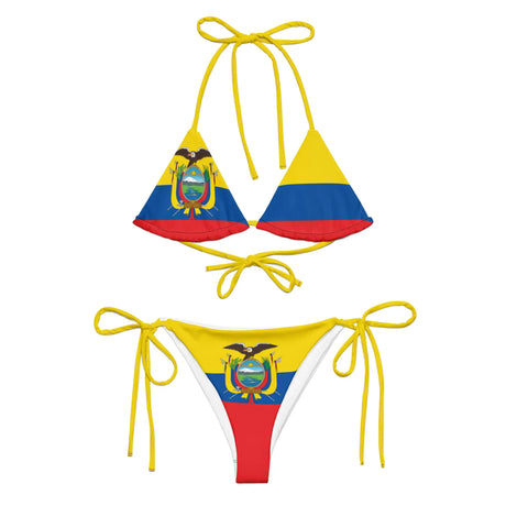 Bikini drapeau équateur à cordon recyclé orné uv