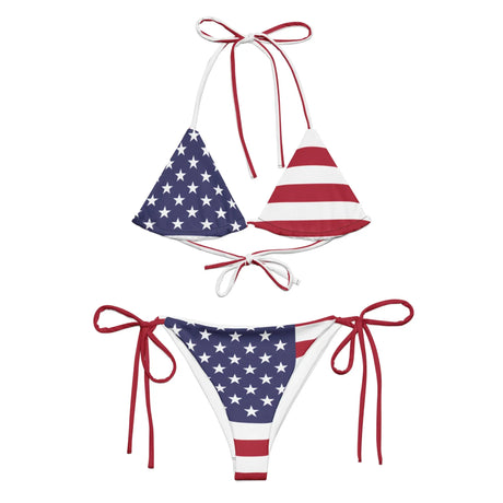 Bikini drapeau états-unis cordon recyclé impression all over