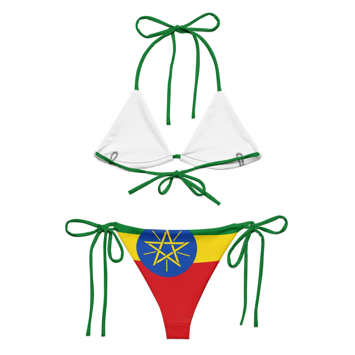 Bikini drapeau éthiopie à cordon recyclé orné durable