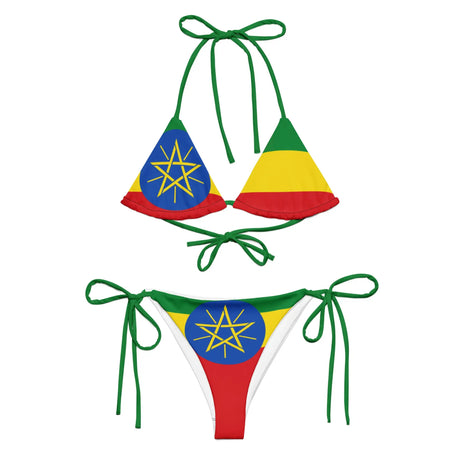 Bikini drapeau éthiopie à cordon recyclé orné durable