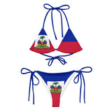 Bikini drapeau haïti à cordon recyclé orné confortable