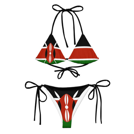 Bikini drapeau kenya cordon recyclé orné impression all over