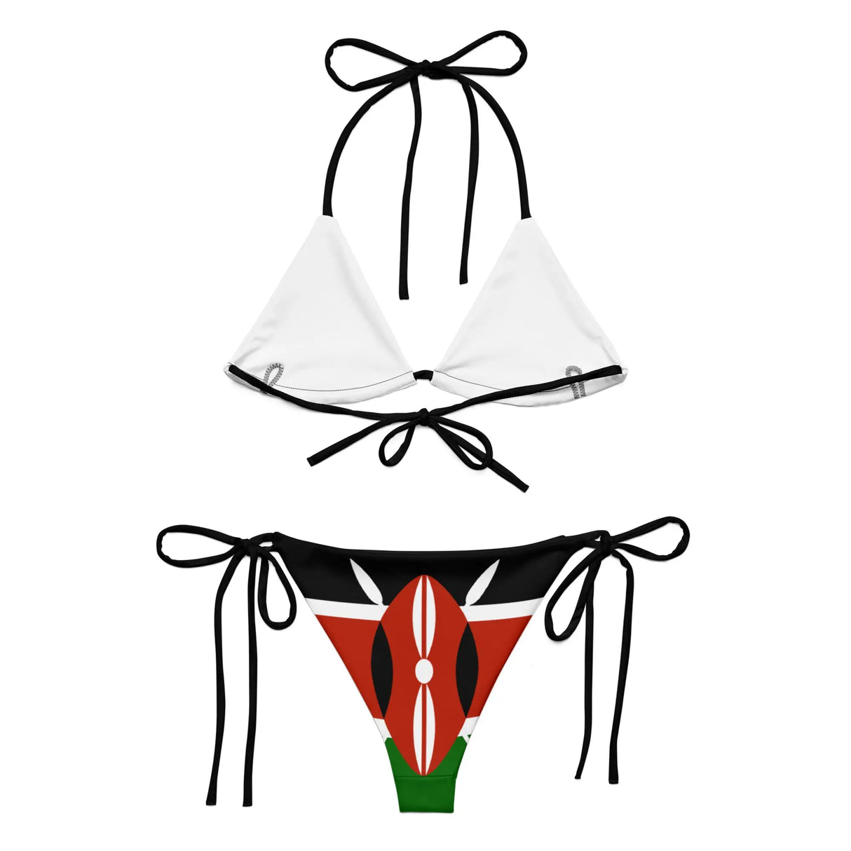 Bikini drapeau kenya cordon recyclé orné impression all over