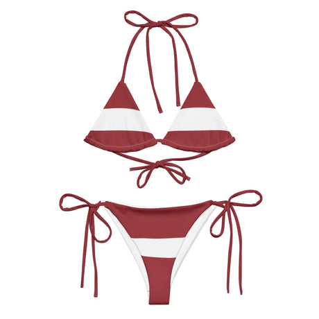 Bikini drapeau lettonie cordon recyclé orné ajustable