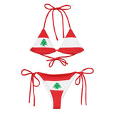 Bikini drapeau liban cordon recyclé orné confortable
