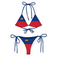 Bikini drapeau liechtenstein à cordon recyclé orné