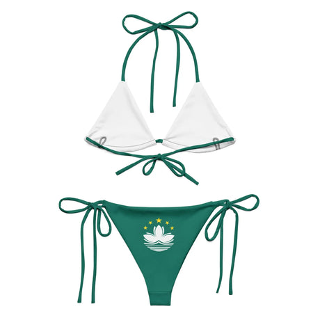 Bikini drapeau macao cordon recyclé orné impression all over