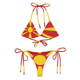 Bikini drapeau macédoine du nord à cordon recyclé orné
