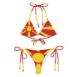 Bikini drapeau macédoine du nord à cordon recyclé orné