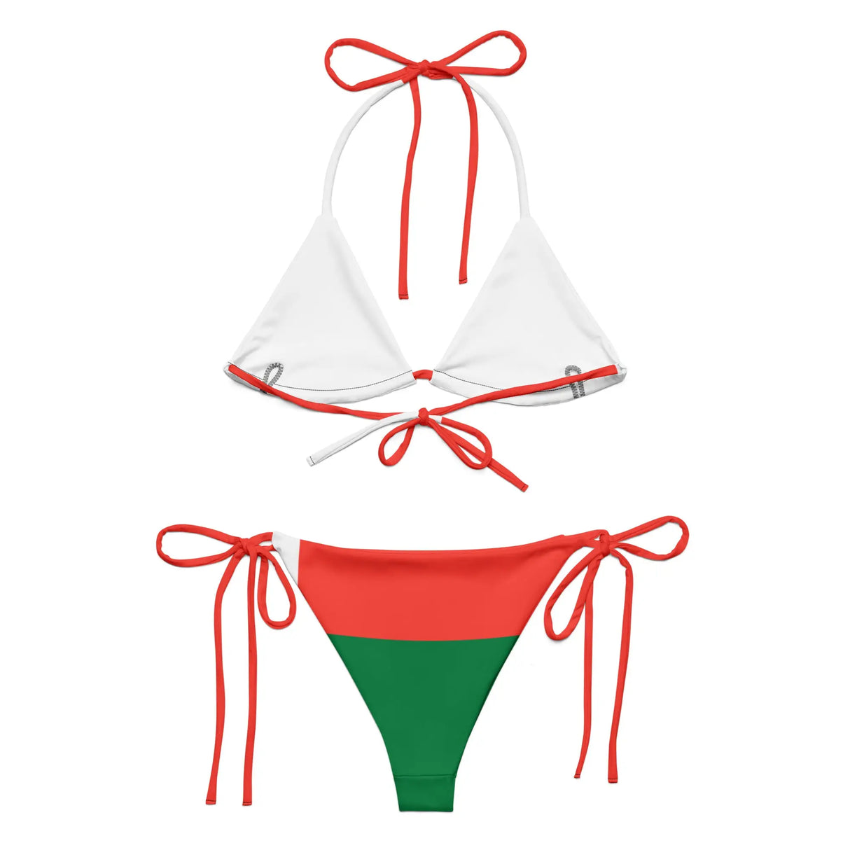 Bikini drapeau madagascar à cordon recyclé orné durable