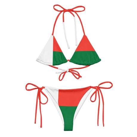 Bikini drapeau madagascar à cordon recyclé orné durable