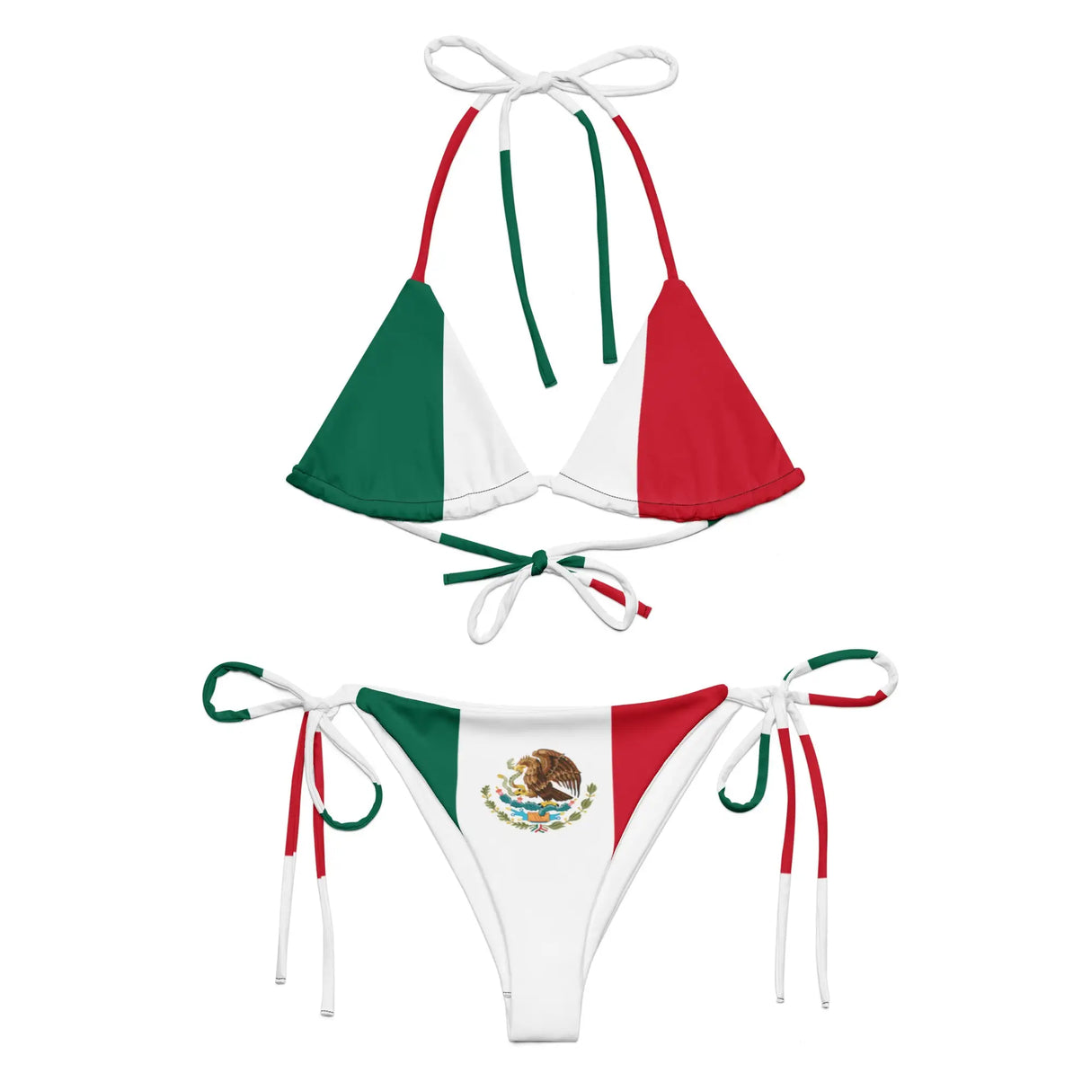 Bikini drapeau mexique cordon recyclé impression all over