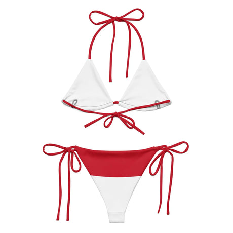 Bikini drapeau monaco cordon recyclé orné impression all over