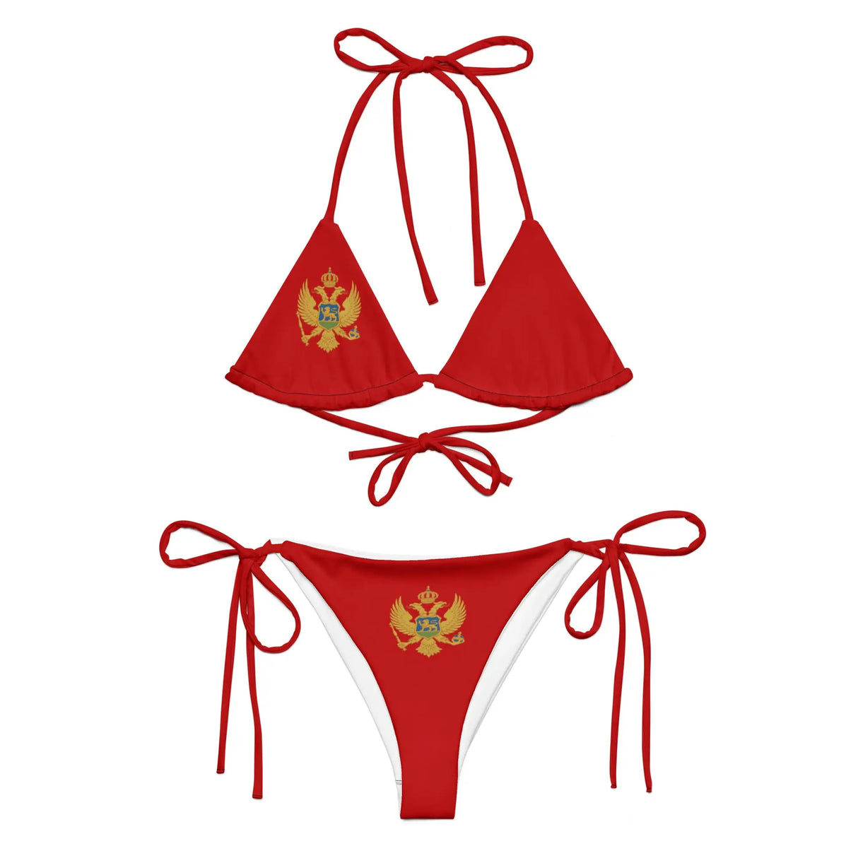 Bikini drapeau monténégro cordon recyclé orné confort