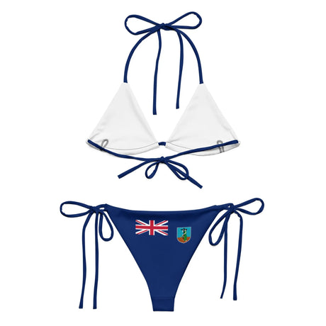 Bikini drapeau montserrat cordon recyclé orné impression all over