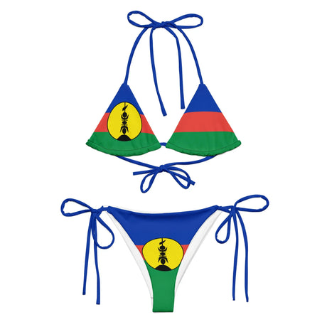 Bikini drapeau nouvelle-calédonie cordon recyclé orné