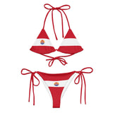 Bikini drapeau polynésie française cordon recyclé orné