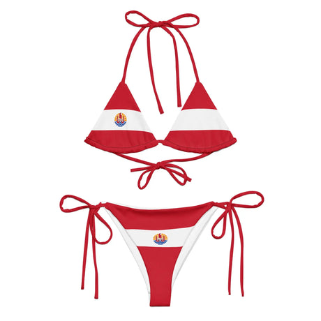 Bikini drapeau polynésie française cordon recyclé orné