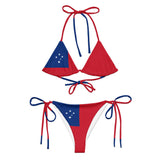 Bikini drapeau samoa cordon recyclé orné impression all over