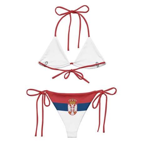 Bikini drapeau serbie cordon recyclé orné impression all over